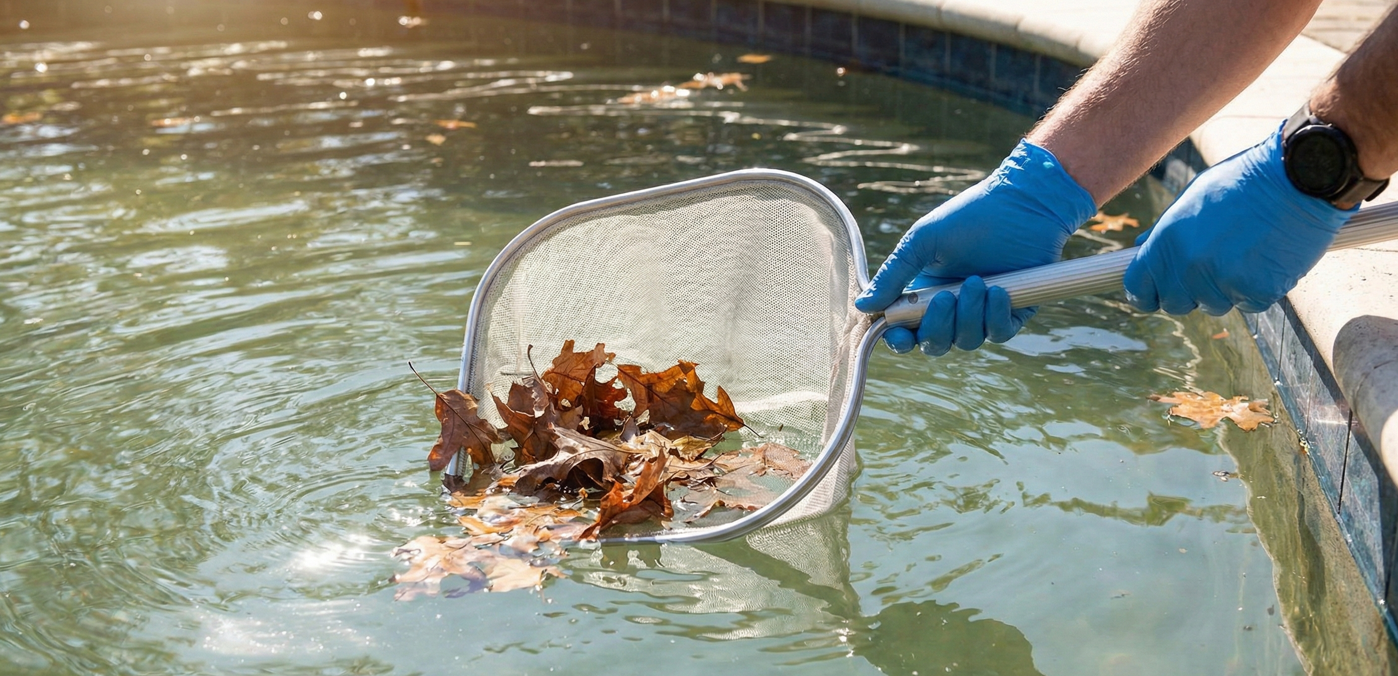 Screen-enclosed Florida swimming pool with palm trees and patio furniture in Marion County
